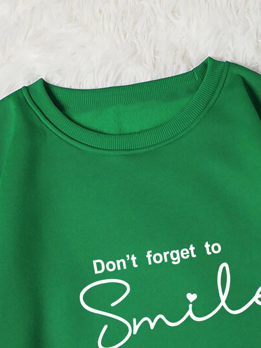 Kotty Green Typographic Printed Fleece Sweatshirt