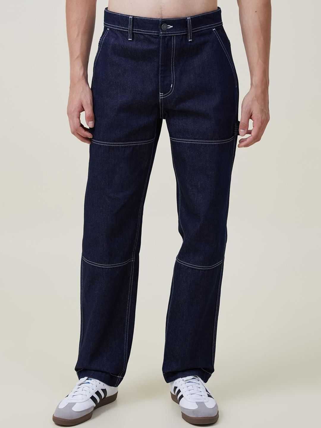 Kotty Men Blue Jean Straight Fit Low-Rise Clean Look Stretchable Jeans