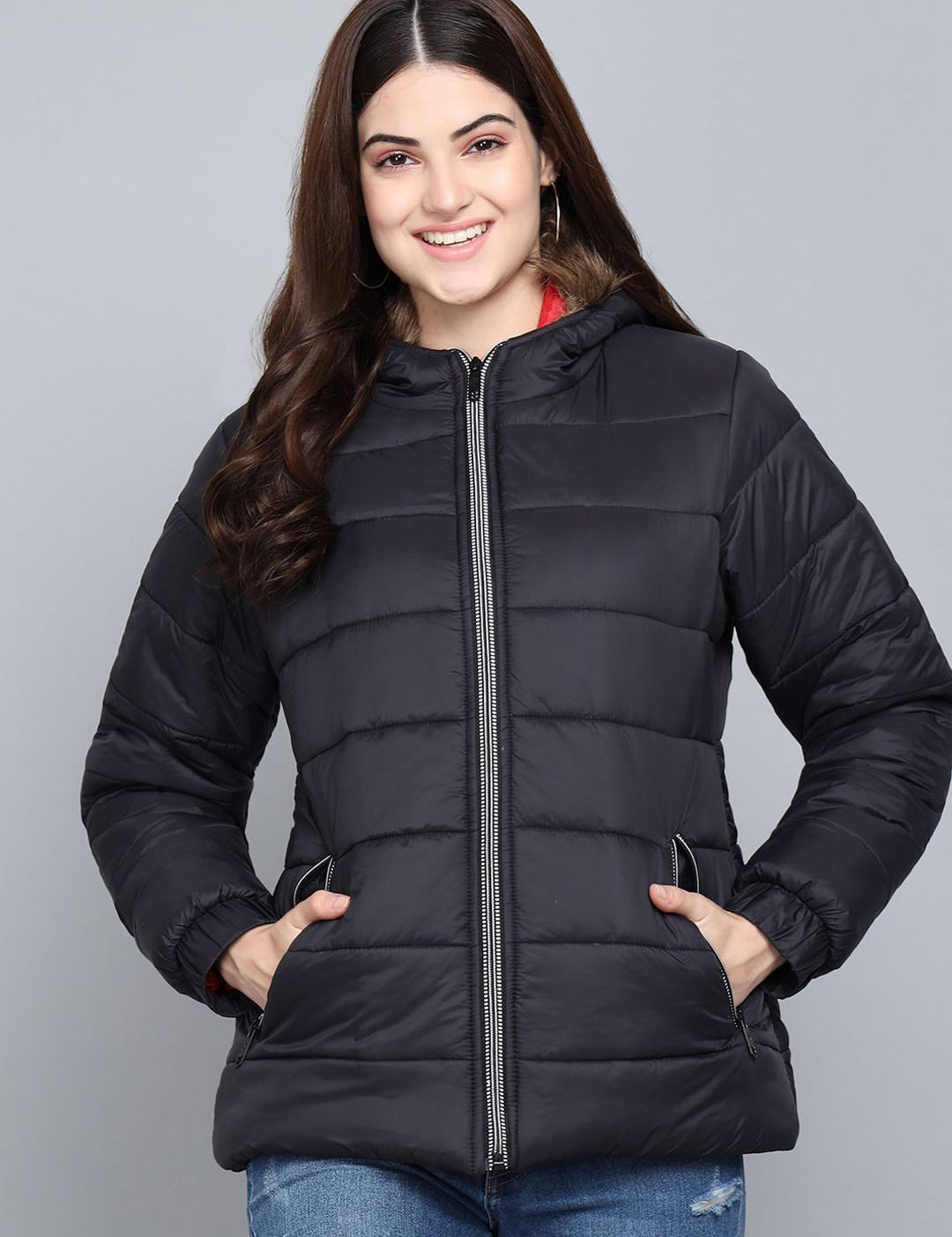 Kotty Women Black Outdoor Puffer Jacket