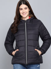 Kotty Women Black Outdoor Puffer Jacket