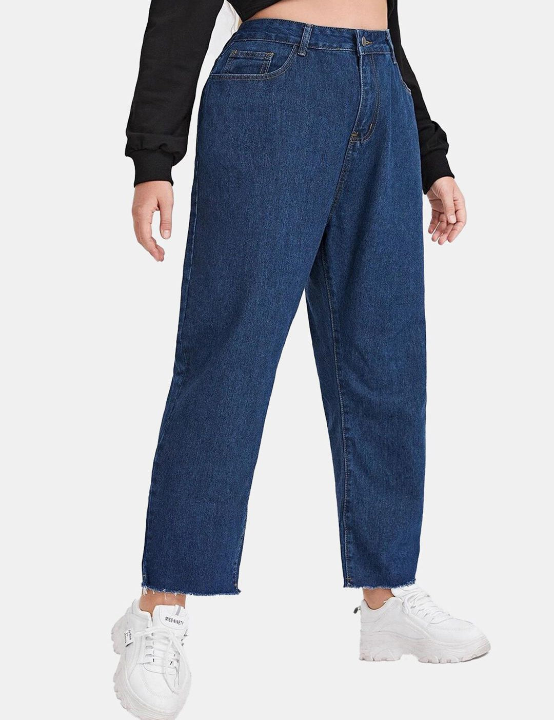 Kotty Women Blue Jean High Rise Straight Fit Stretchable Cotton Jeans