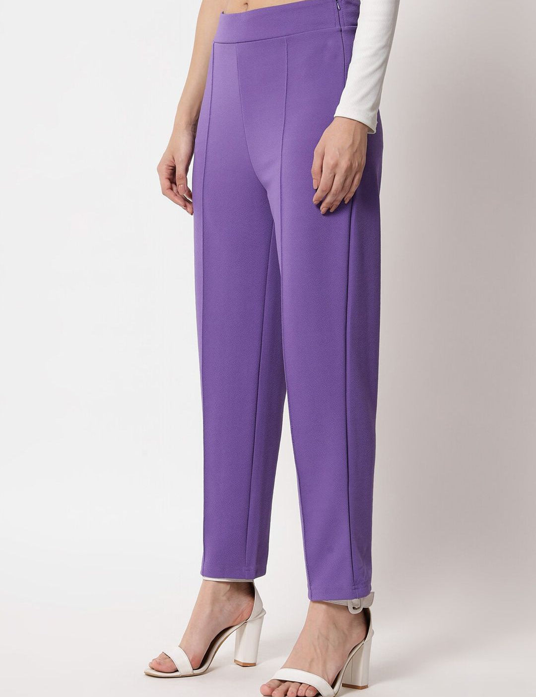 Kotty Women Purple Slim Fit Easy Wash Trousers