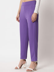 Kotty Women Purple Slim Fit Easy Wash Trousers