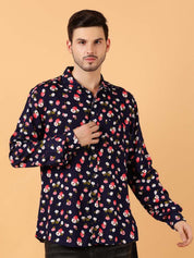 Kotty Men Relaxed Spread Collar Graphic Printed Cotton Casual Shirt