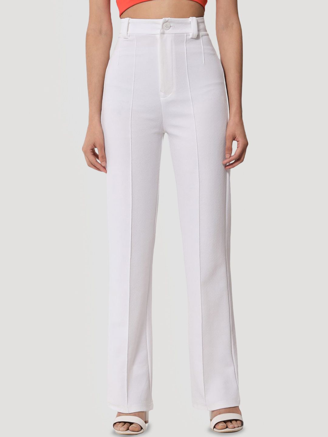 KOTTY BIZwear Women Relaxed Straight Leg Straight Fit High-Rise Easy Wash Trousers