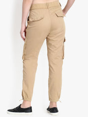 Kotty Women Beige Regular Fit Solid Cargos