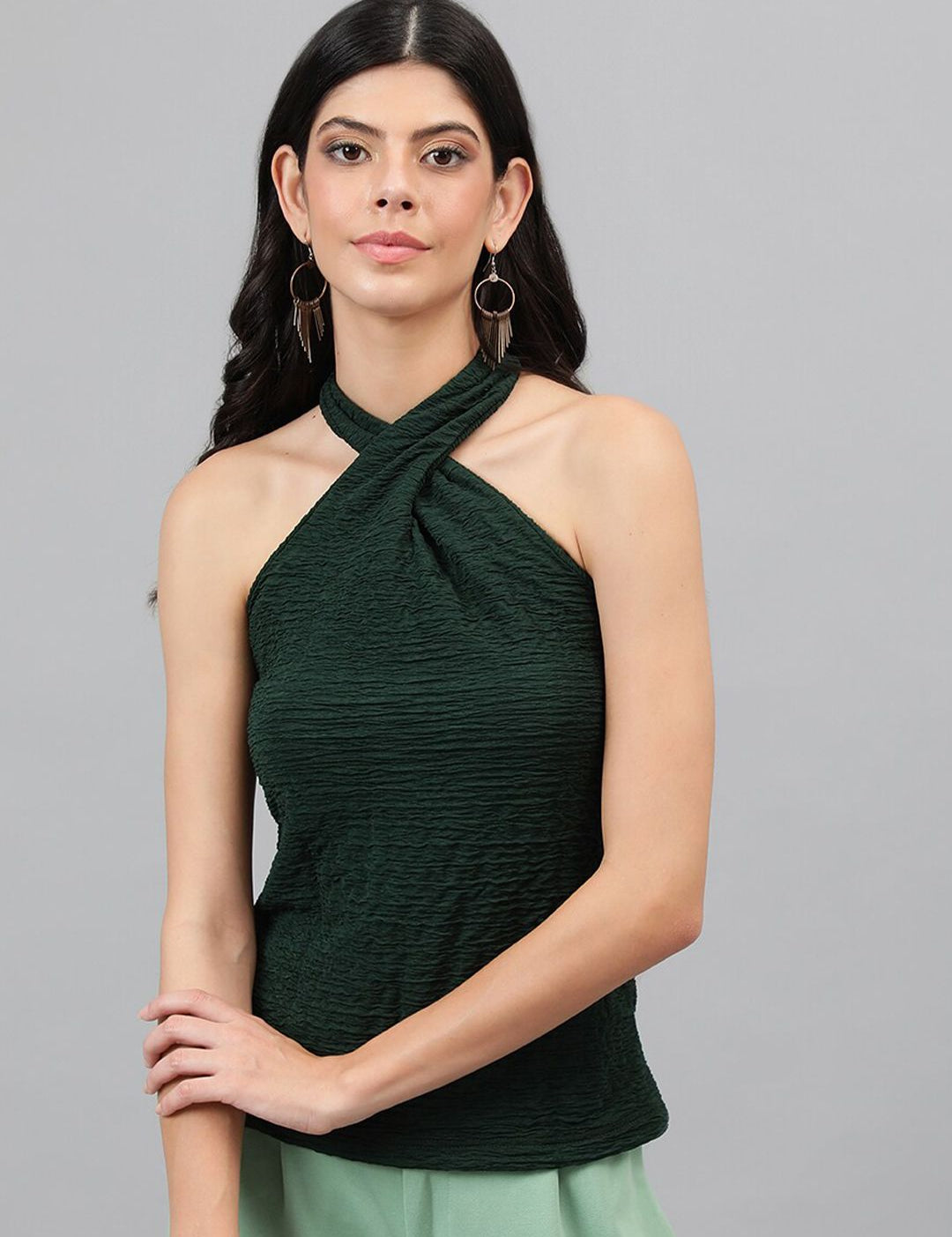 Kotty Green Halter Neck Sleeveless Top