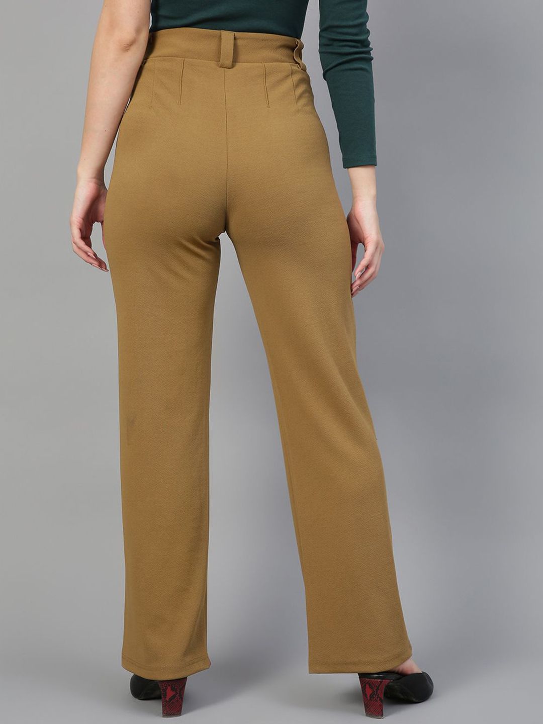 KOTTY BIZwear Women Relaxed Straight Leg Straight Fit High-Rise Easy Wash Trousers