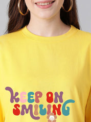 KOTTY Basics Typography Printed Drop-Shoulder Sleeves Oversized T-shirt