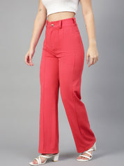 Kotty Women Relaxed Straight Leg Straight Fit High-Rise Easy Wash Trousers