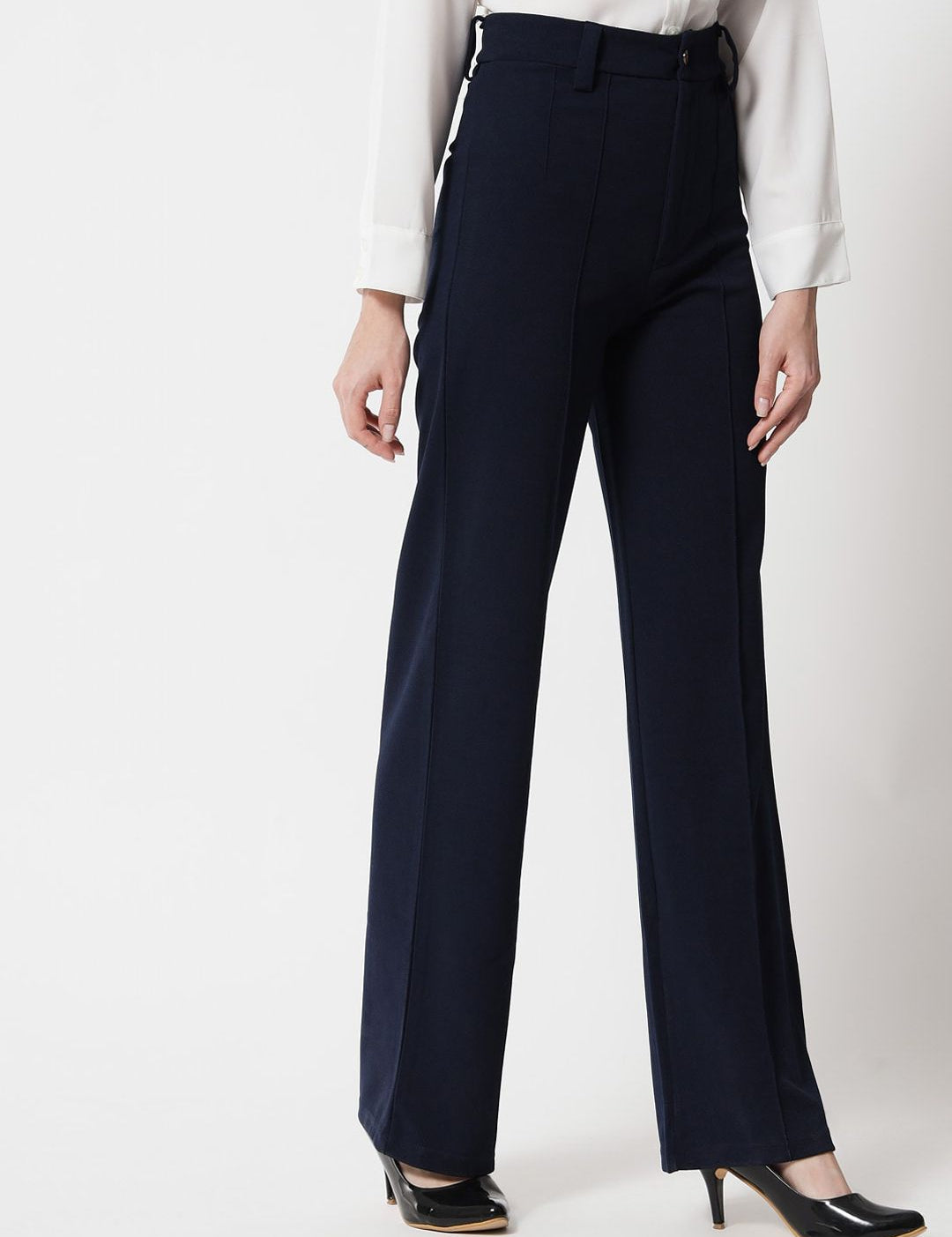 Kotty Women Pack Of 2 Straight Fit High-Rise Easy Wash Parallel Trousers