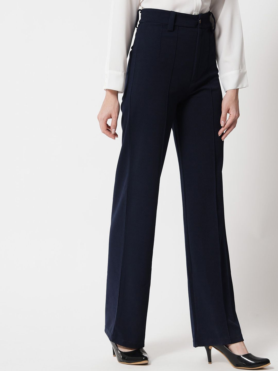 Kotty Women Pack Of 2 Straight Fit High-Rise Easy Wash Parallel Trousers