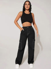 Kotty Women Black Jean Straight Fit High Rise Clean Look Stretchable Jeans