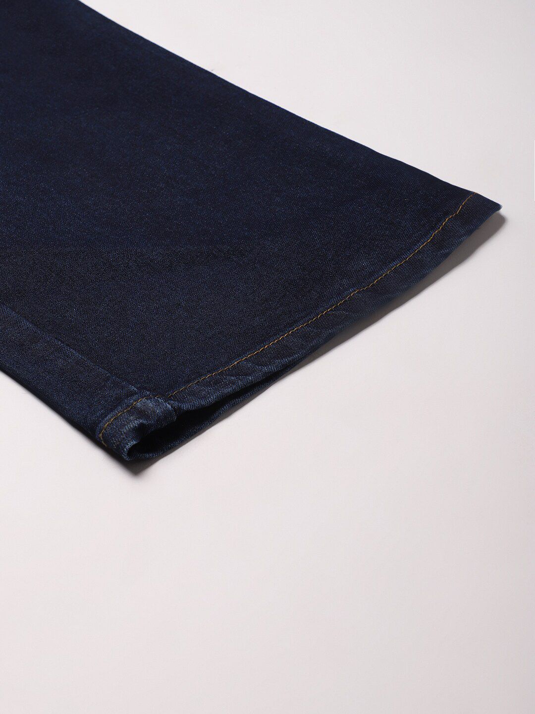 Kotty Women Navy Blue Solid Cotton High Rise Crop Flared Jeans