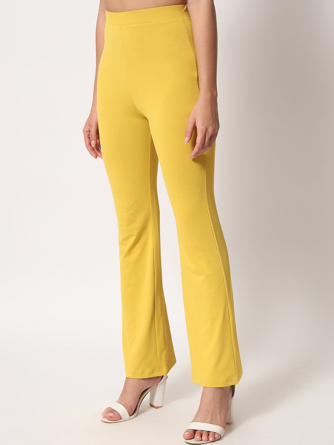 Kotty Women Yellow Relaxed Straight Leg High-Rise Easy Wash Trouser