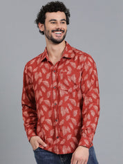Kotty Men Spread Collar Tropical Printed Casual Shirt