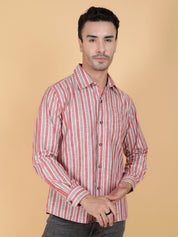 Kotty Men Relaxed Fit Spread Collar Striped Casual Shirt