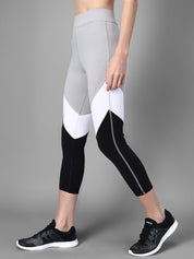 Kotty Women Black & Grey Colourblocked Running Tights