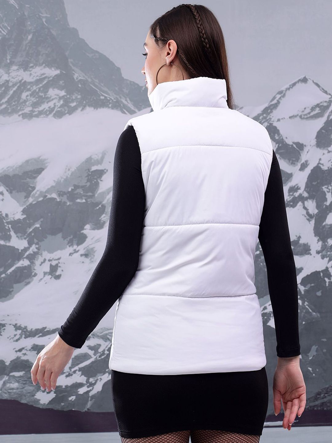 Kotty Women Mock Collar Solid Casual Puffer Insulator Jacket