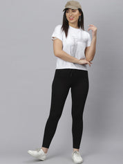 Kotty Women Black Solid Straight-Fit Track Pants