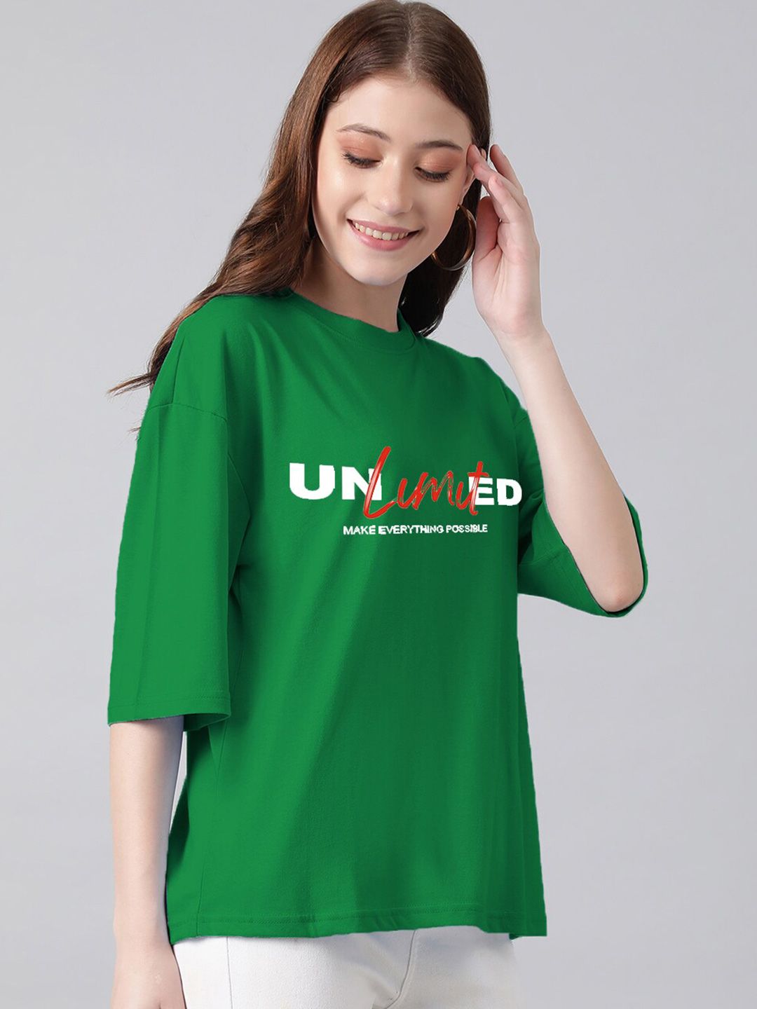 KOTTY Basics Typography Printed Oversized T-shirt