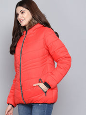 Kotty Women Orange Hooded Puffer Jacket