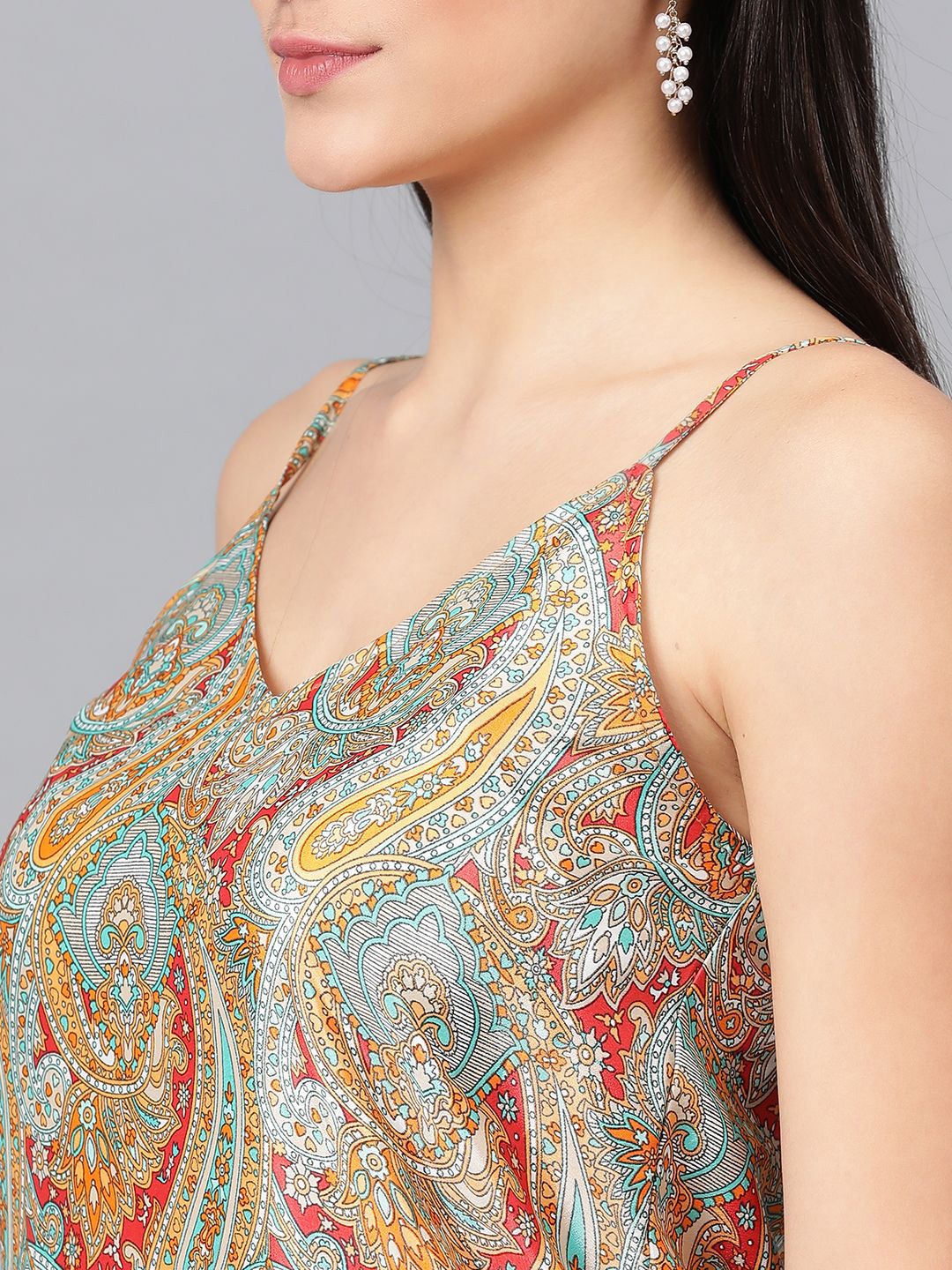Kotty Ethnic Motifs Printed Sleeveless Crepe Top