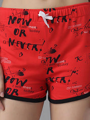Kotty Women Typography Printed Regular Fit Hot Pants Low-Rise Shorts