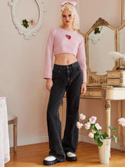 Kotty Women Black Jean Mid Rise Bootcut Stretchable Jeans