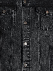 Kotty Men Black Solid Denim Jacket