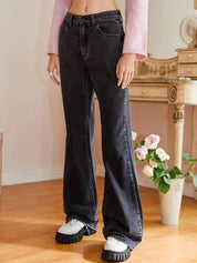 Kotty Women Black Jean Mid Rise Bootcut Stretchable Jeans