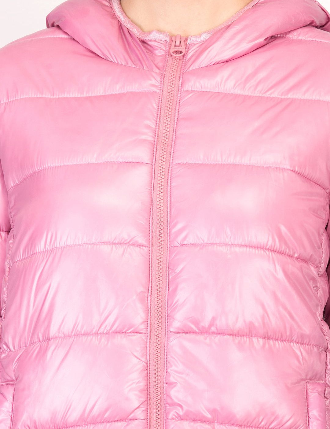 Kotty Women Pink Solid Insulator Hooded Puffer Jacket