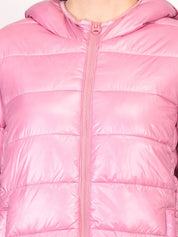 Kotty Women Pink Solid Insulator Hooded Puffer Jacket