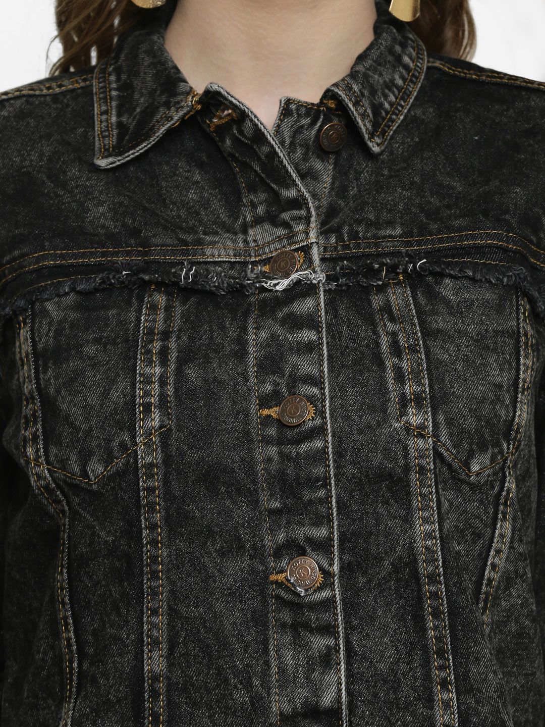 Kotty Women Black Solid Denim Jacket