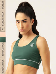 Kotty Pack Of 2 Non Padded Full Coverage All Day Comfort Seamless Sports Bra