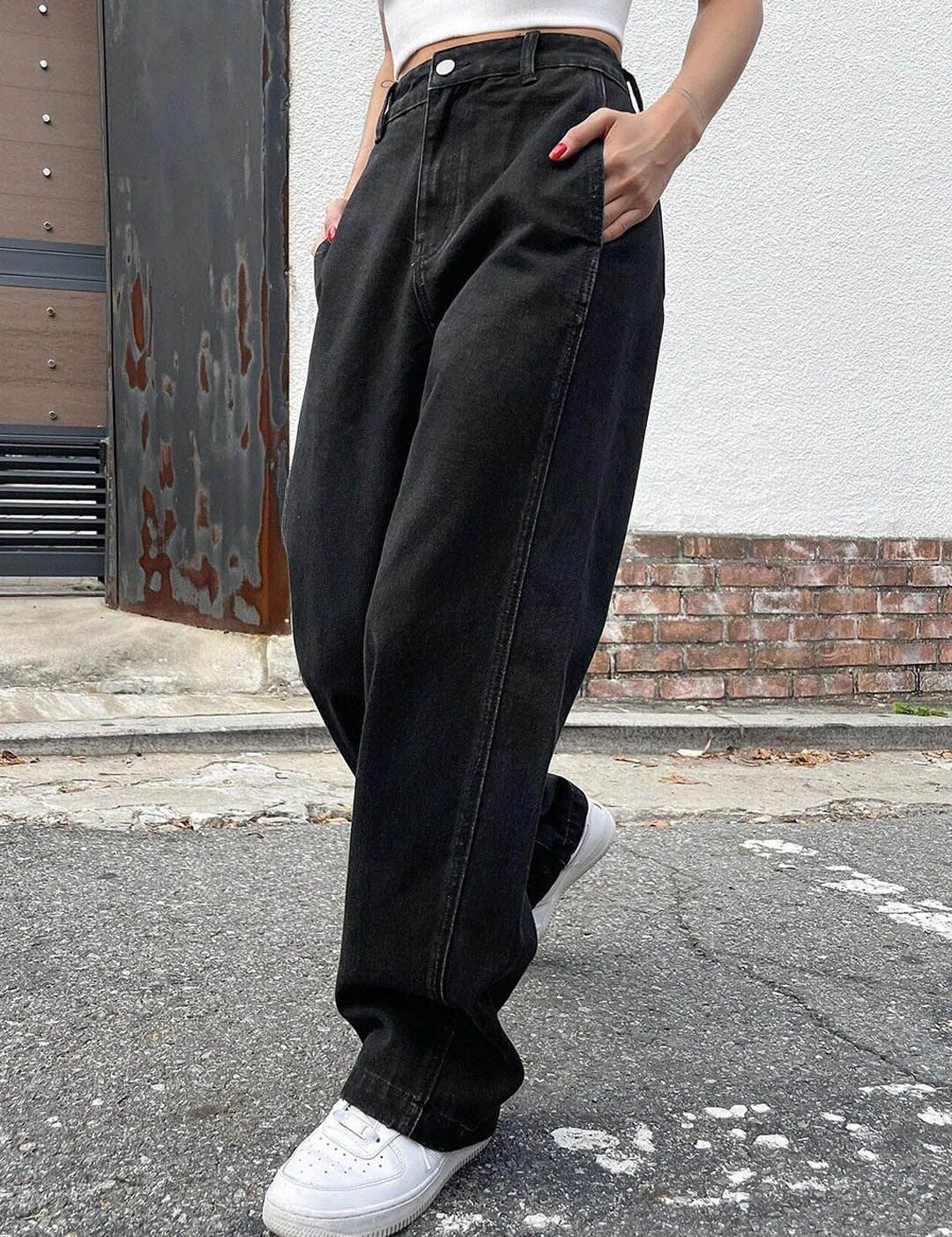 Kotty Women Jean Wide Leg Light Fade High-Rise Stretchable Jeans