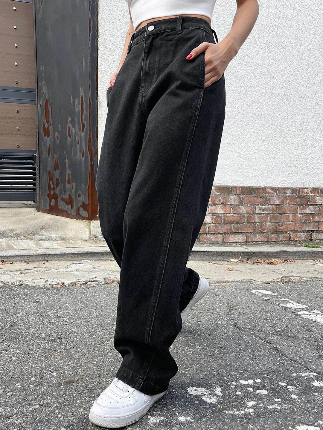 Kotty Women Jean Wide Leg Light Fade High-Rise Stretchable Jeans