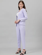 Kotty Purple Collarless Long Sleeves Blazer With Trousers