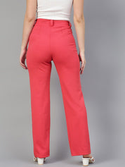 Kotty Women Relaxed Straight Leg Straight Fit High-Rise Easy Wash Trousers