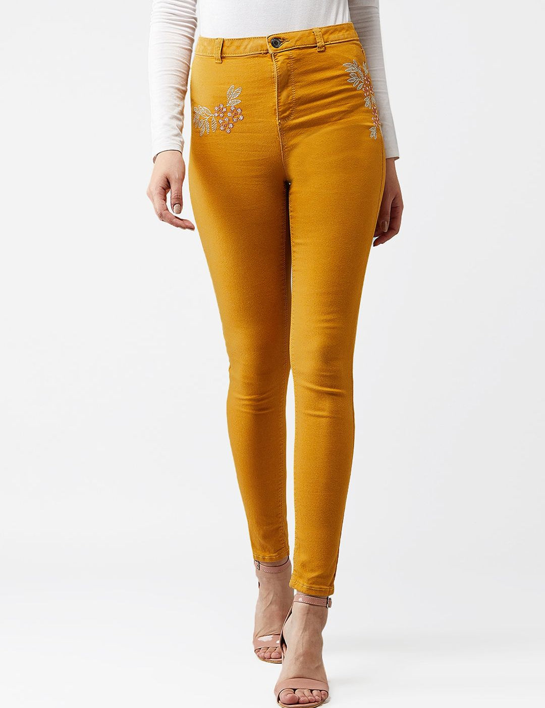 Kotty Women Yellow Skinny Fit High-Rise Clean Look Jeans