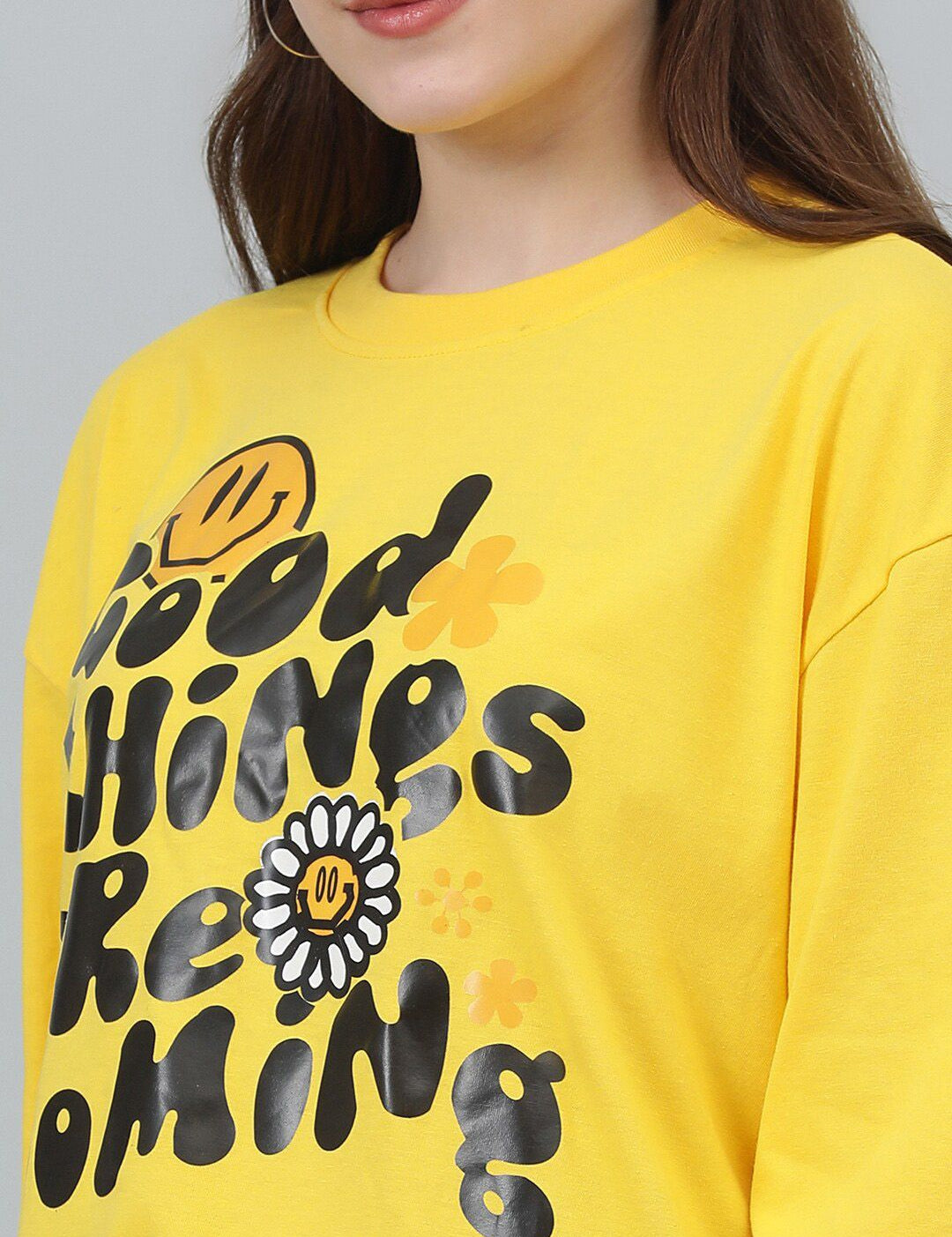 Kotty Typography Printed Oversized T-shirt