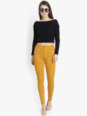 Kotty Women Yellow Skinny Fit High-Rise Clean Look Stretchable Jeans