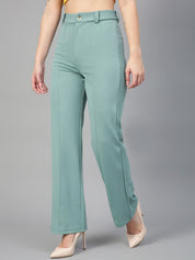 CURVE BY KOTTY BIZwear Women Relaxed Straight Leg Straight Fit High-Rise Easy Wash Trousers