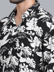 Kotty Men Spread Collar Tropical Printed Casual Shirt