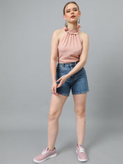 Kotty Pink Halter Neck Crepe Top