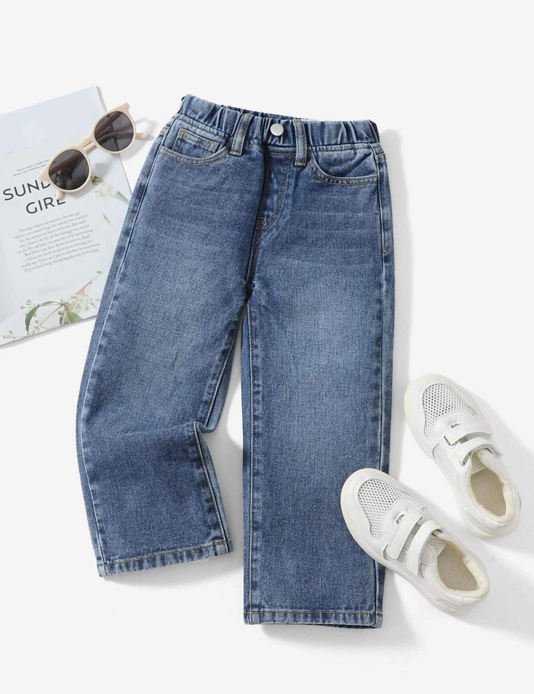 Kotty Girls Blue Jean Fit Heavy Fade Stretchable Jeans