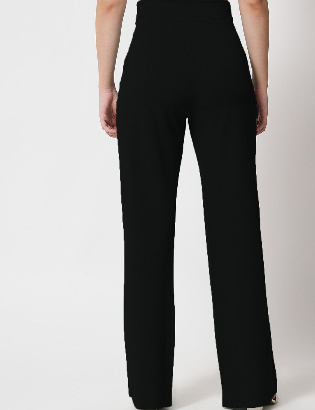 Kotty Women Black Regular Straight Leg High-Rise Easy Wash Regular Fit Trousers