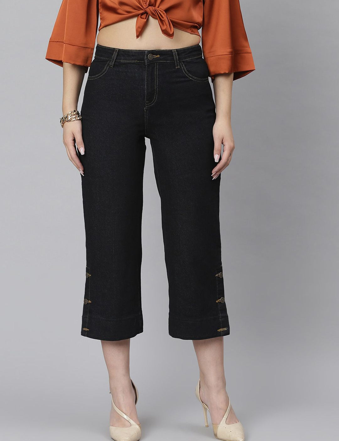 Kotty Women Blue Flared High-Rise Clean Look Jeans