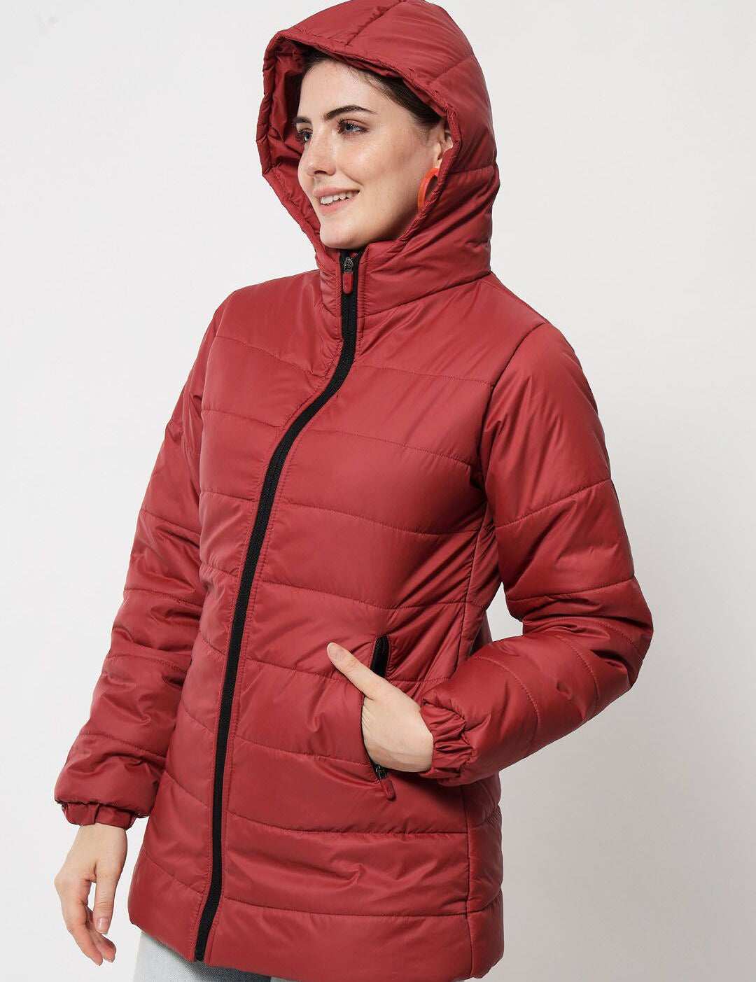 Kotty Women Maroon Longline Padded Jacket