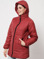 Kotty Women Maroon Longline Padded Jacket